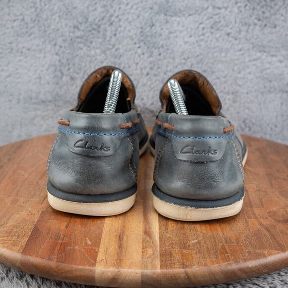 Clarks Blue Leather Mens Drive Loafers Slip On Shoes Size 10.5 - Picture 4 of 7